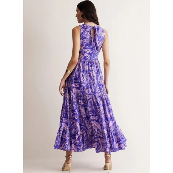 Boden Purple Palm-Print V-Neck Maxi Dress - Picture 8 of 8